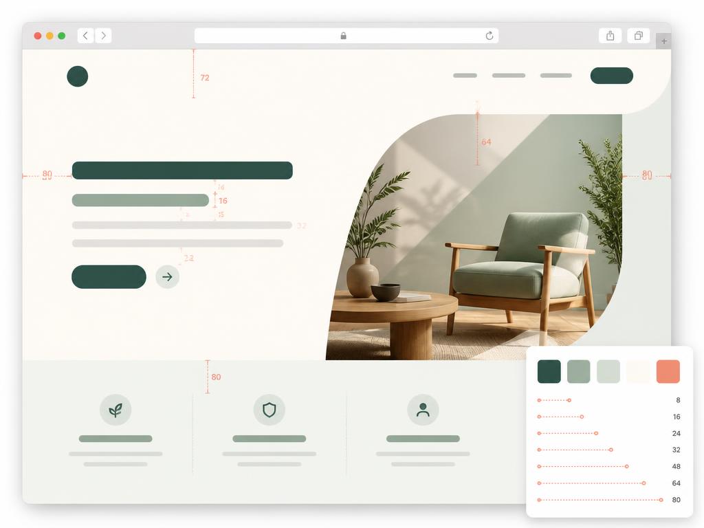 Section d'un site personnalisée en couleurs et en espacements