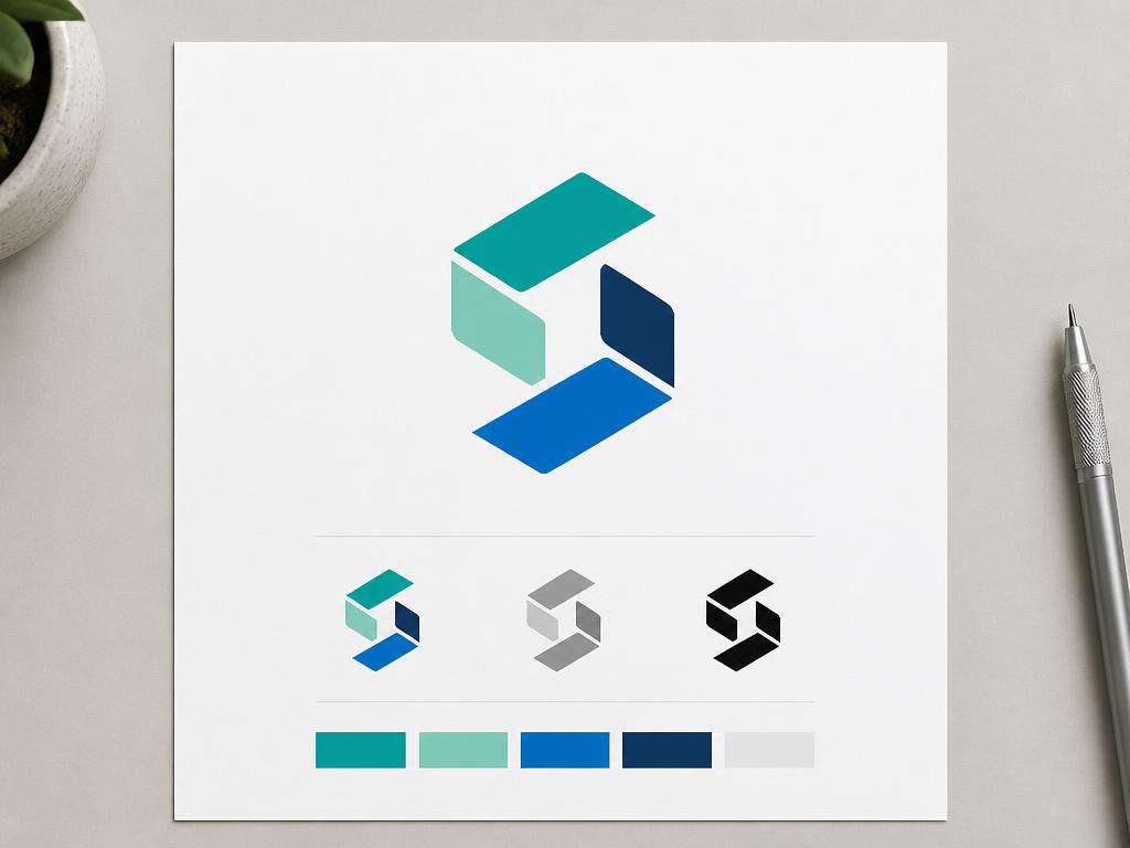 Planche de présentation d'un logo vectoriel avec ses variantes couleur et monochrome