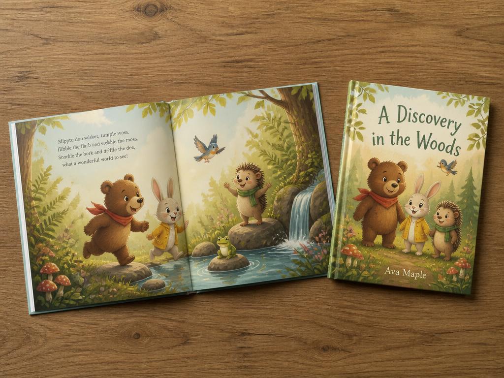 Livre jeunesse ouvert associant texte et illustrations