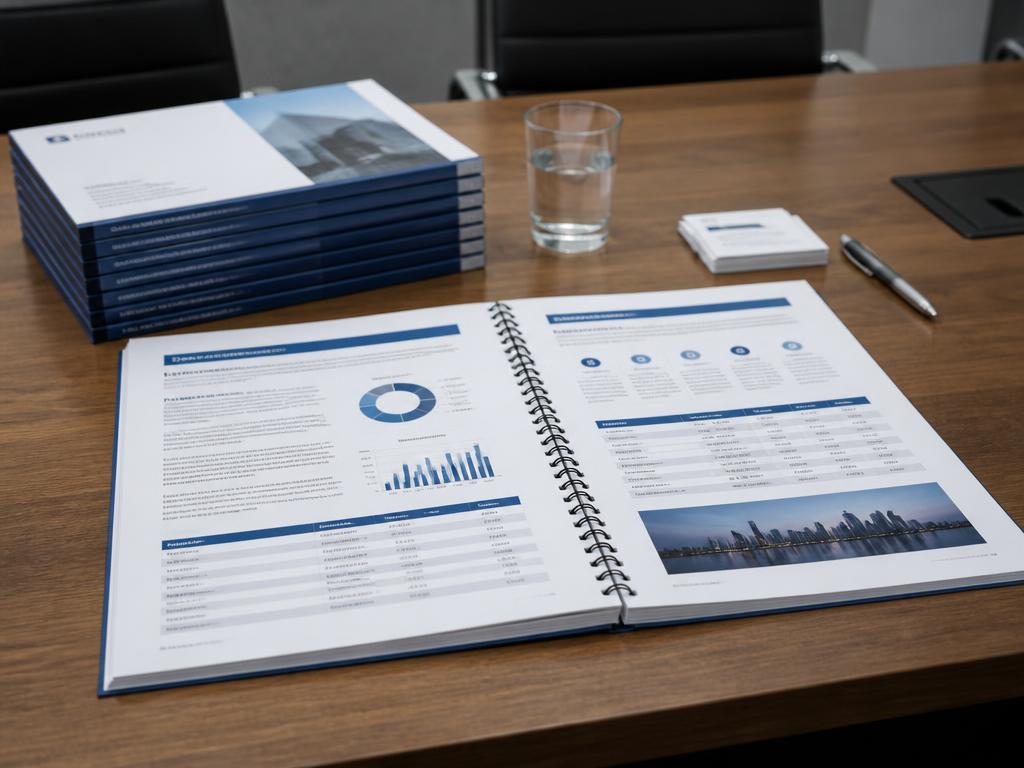 Rapport professionnel imprimé avec sommaire et pages structurées