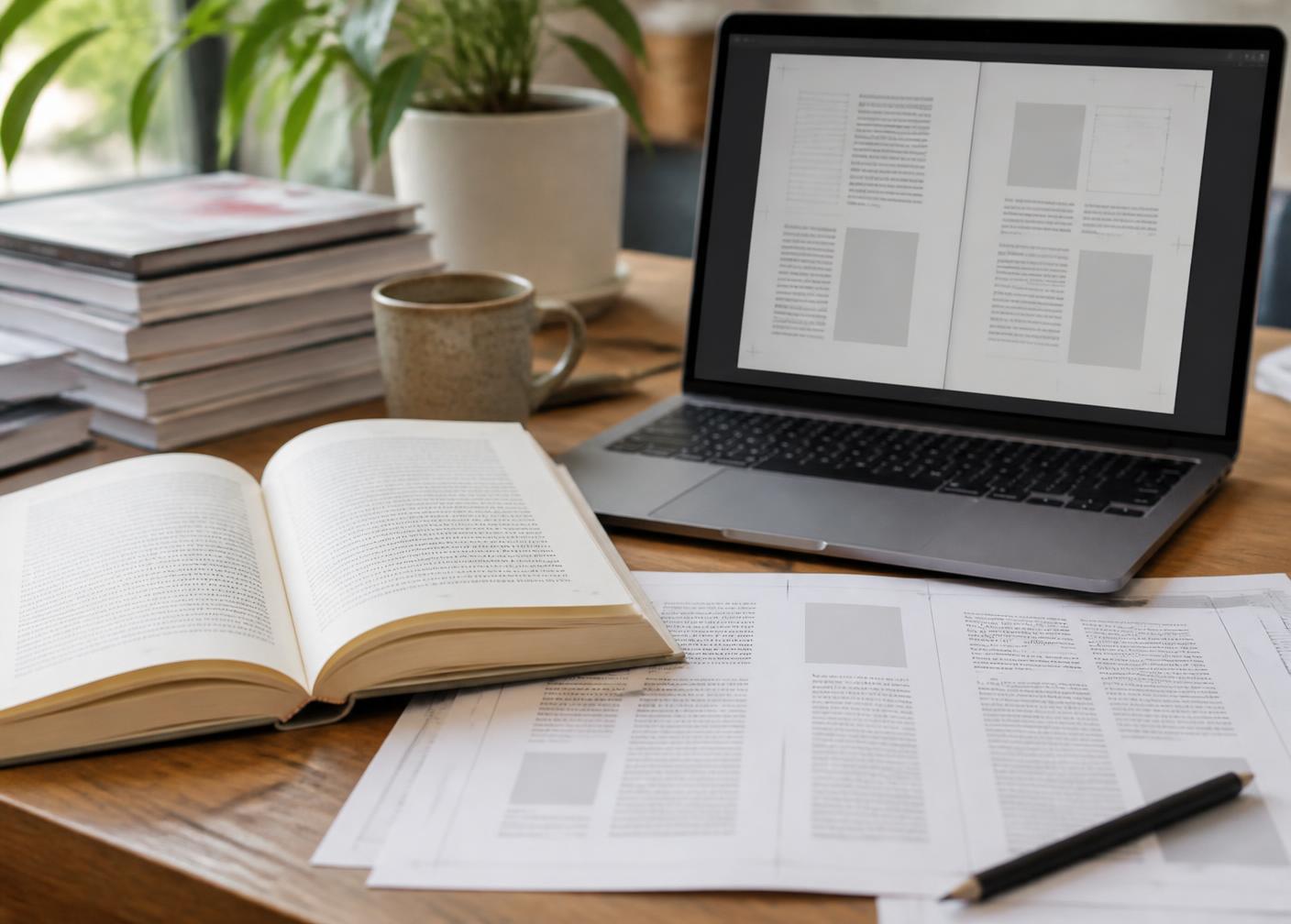 Travail de mise en page d'un livre et préparation d'un ouvrage
