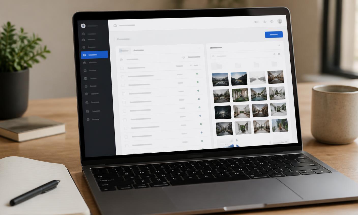 Environnement d'administration d'un site avec pages, articles et médias